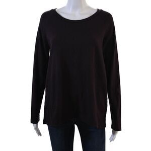 Ink Love And Peace Womens Black Rayon Round Neck Long Sleeve Basic Top Size S